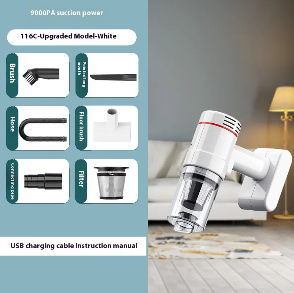Aspirateur de voiture sans fil portatif