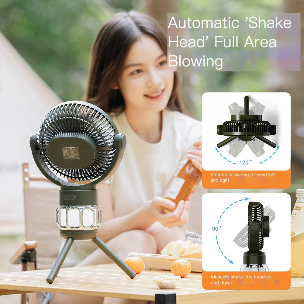 Nouveau ventilateur de camping portable avec lampe et télécommande