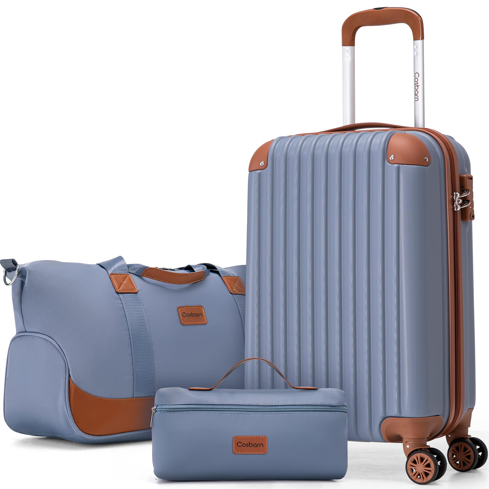 Valise cabine Cosbarn 22 x 14 x 9 pouces (56 x 36 x 23 cm), homologuée pour le transport aérien, avec roulettes, en ABS léger et serrure TSA.