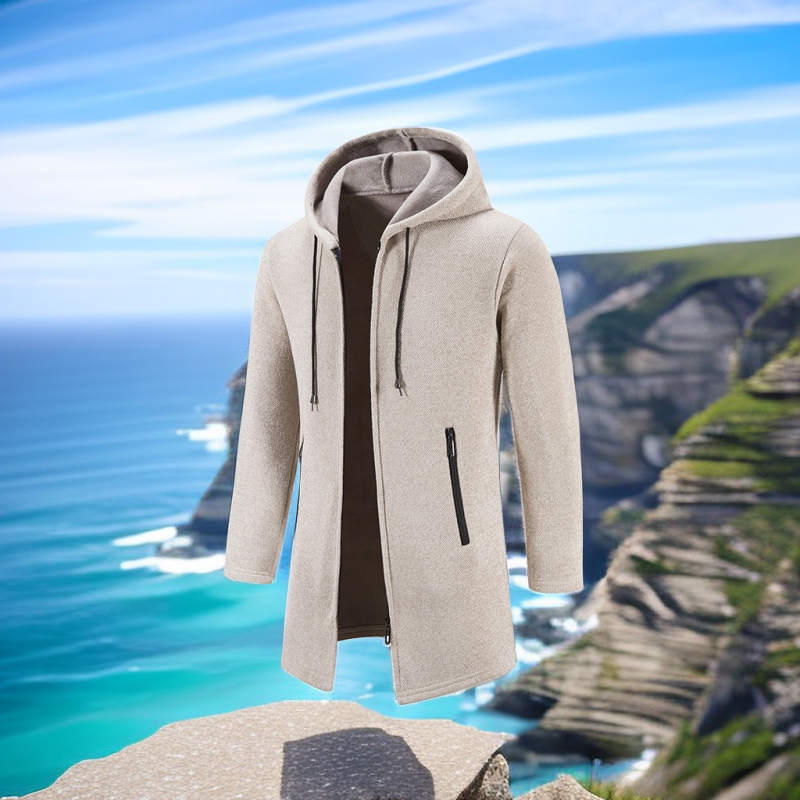 Gilet cardigan à capuche en velours tricoté pour homme