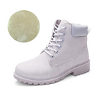 Bottines Martin roses en cuir PU pour femmes, chaussures plates à la cheville