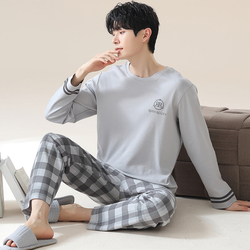 Ensemble de pyjama décontracté à manches longues en coton pour homme