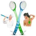 Lot de 2 brosses de douche exfoliantes pour le dos, avec manche long de 35,5 cm et poils doux. Utilisation sur peau sèche ou humide. Convient aux hommes et aux femmes.