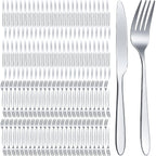 Nuenen Ensemble de 200 couverts en acier inoxydable comprenant 100 fourchettes et 100 couteaux. Idéal pour la maison et les restaurants. Finition miroir. Compatible lave-vaisselle.