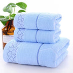 Ensemble de 3 serviettes de bain en pur coton de couleur unie