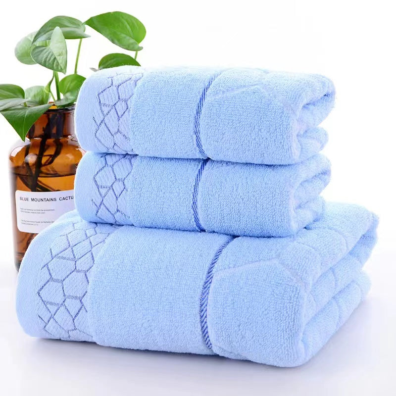 Ensemble de 3 serviettes de bain en pur coton de couleur unie