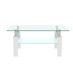 Table basse blanche, table basse transparente, tables d'appoint modernes pour salon, mobilier de salon
