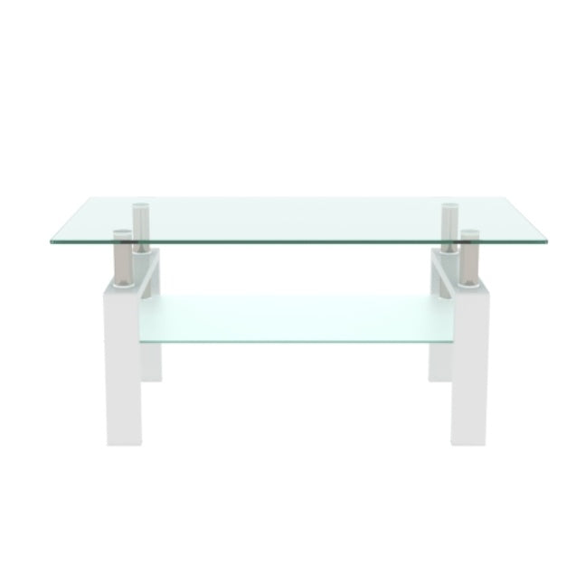 Table basse blanche, table basse transparente, tables d'appoint modernes pour salon, mobilier de salon
