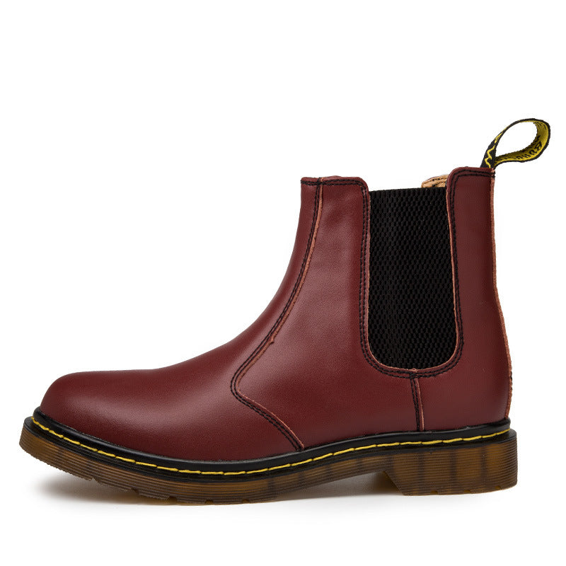 Bottes Martin en cuir de vachette à talons épais, style automne, pour femmes