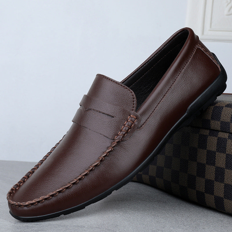 Chaussures de conduite britanniques pour hommes en cuir de vachette multicouche