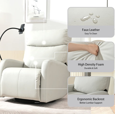 Petit fauteuil à bascule moderne, fauteuil inclinable pivotant, chaise de chambre