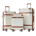 Valise de voyage rigide Merax avec 8 roues multidirectionnelles, angles de protection anti-collision, ensemble de 3 pièces, serrure TSA, bagage cabine extensible (20/24/28 pouces, blanc)