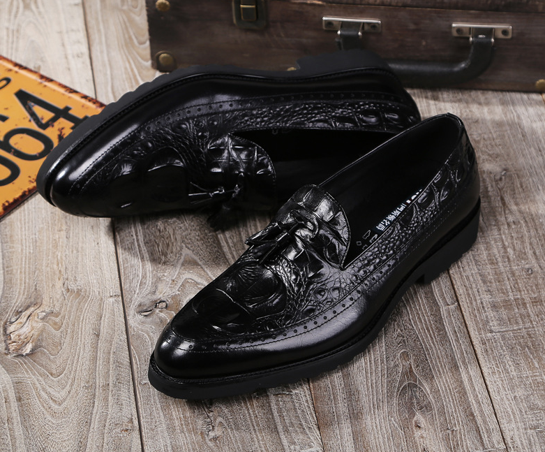 Chaussures habillées brogues en cuir pour homme, motif crocodile