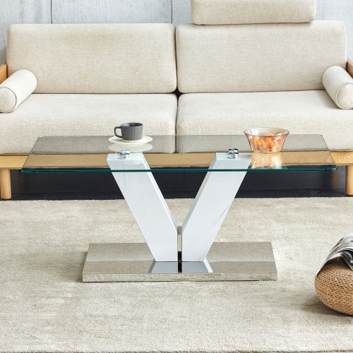 LuxeGlass™ – Table basse moderne et minimaliste avec plateau en verre trempé &