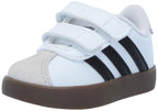 Baskets adidas VL Court 3.0 pour enfants, blanches/noires/grises, pointure 10 US, unisexe