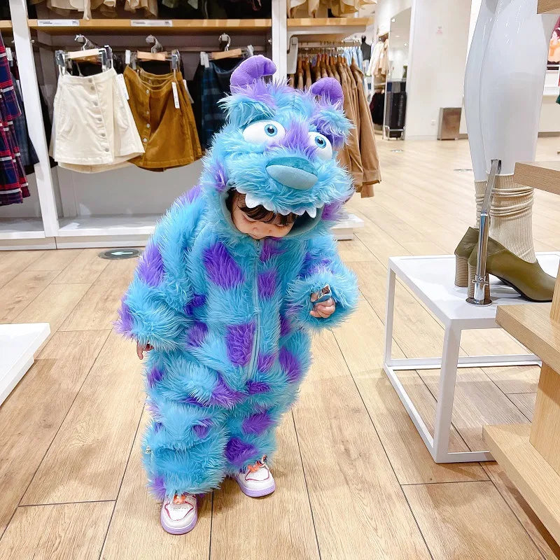 Combinaison bébé adorable avec capuche et fermeture éclair, motif animal.