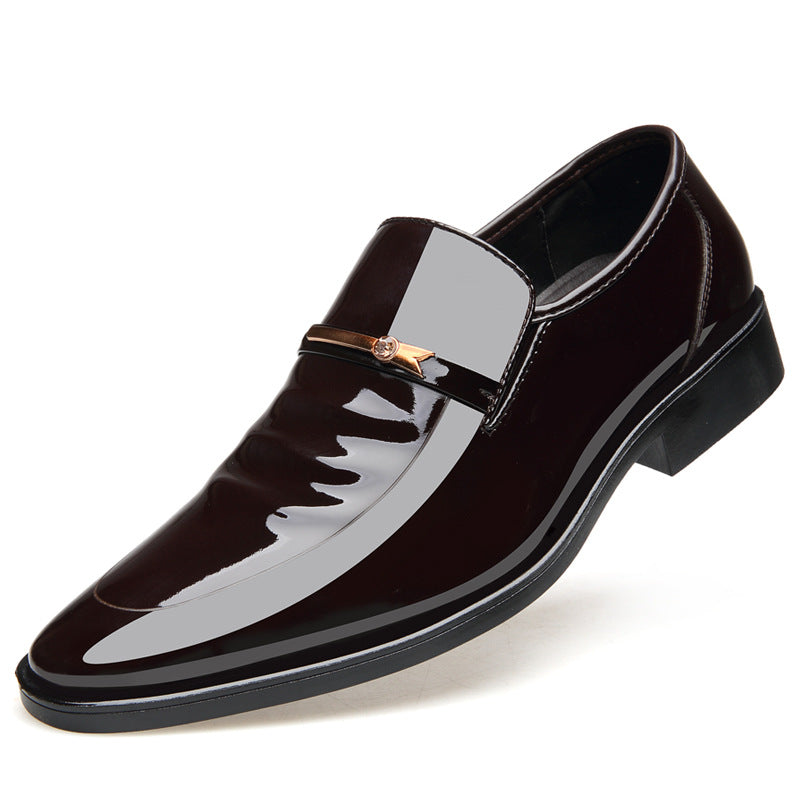 Chaussures pour hommes en cuir brillant avec rehausseur invisible