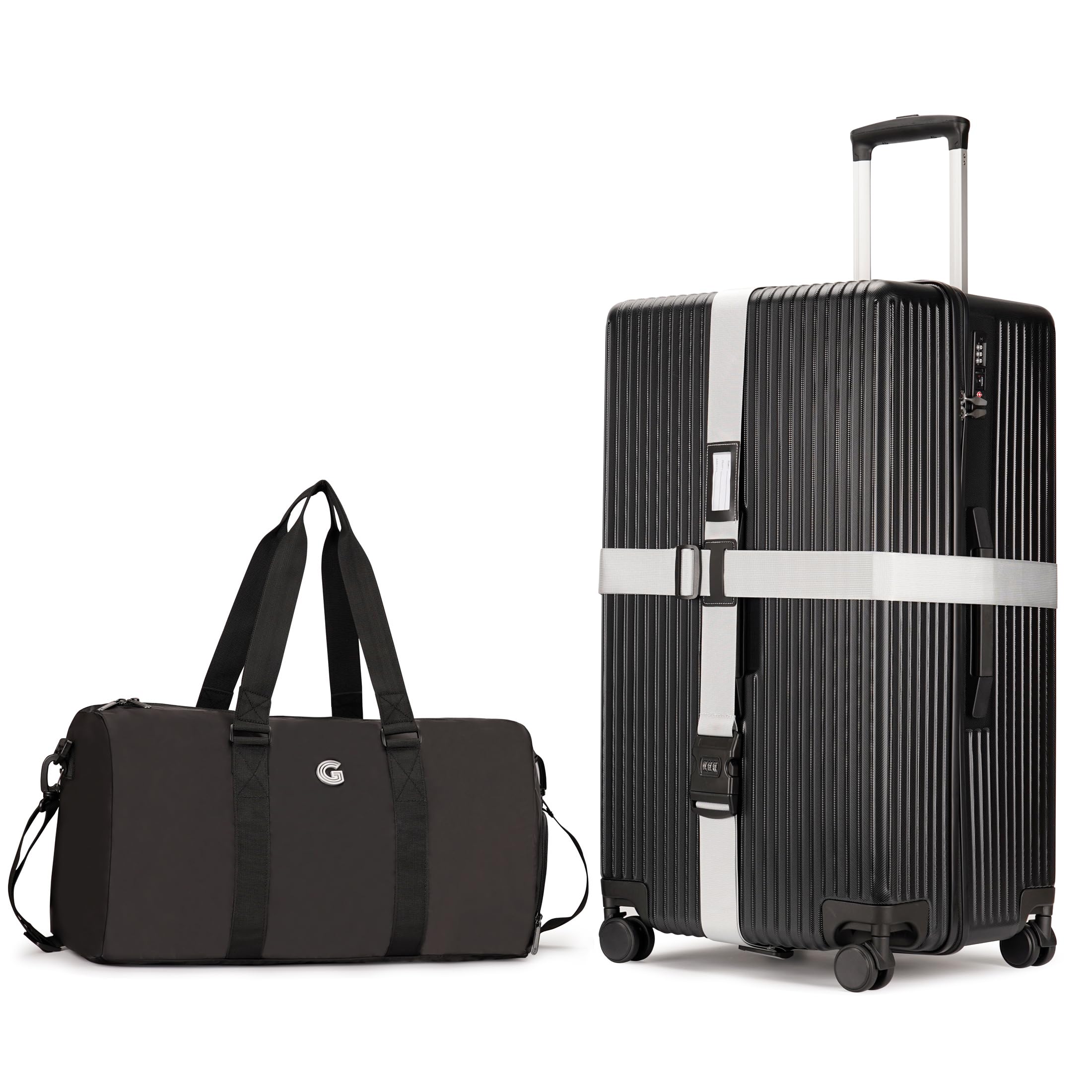 Valise PRIMICIA ginzatravel 28 pouces avec roulettes, sac de voyage et bandoulière. Texture résistante aux rayures. Matériau PC léger. Serrure TSA (Star Silver (combinaison)).