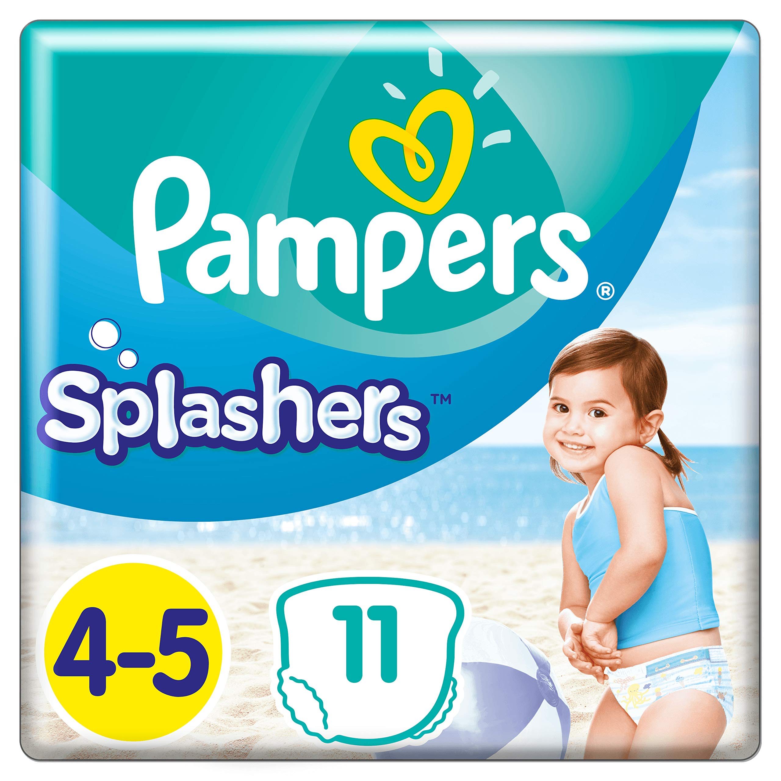 Couches de bain jetables Pampers Splashers Taille 4-5 (9-15 kg) pour une protection optimale dans l'eau (11 unités)