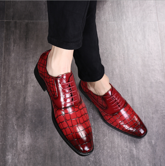 Chaussures de ville pour hommes en cuir à motif crocodile