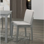 Ensemble de salle à manger 5 pièces finition grise, table et 4 chaises, assises en tissu beige, mobilier de cuisine/salle à manger, placage en hévéa, design unique