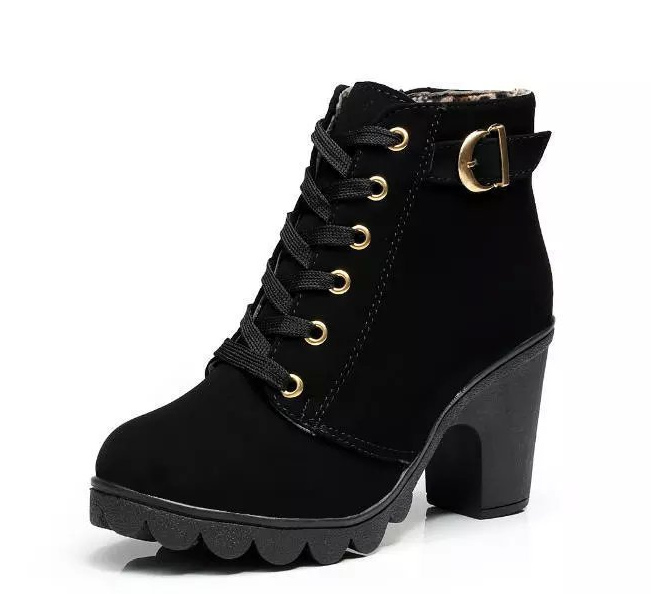Bottines Martin vintage - Bottines à talons épais en daim
