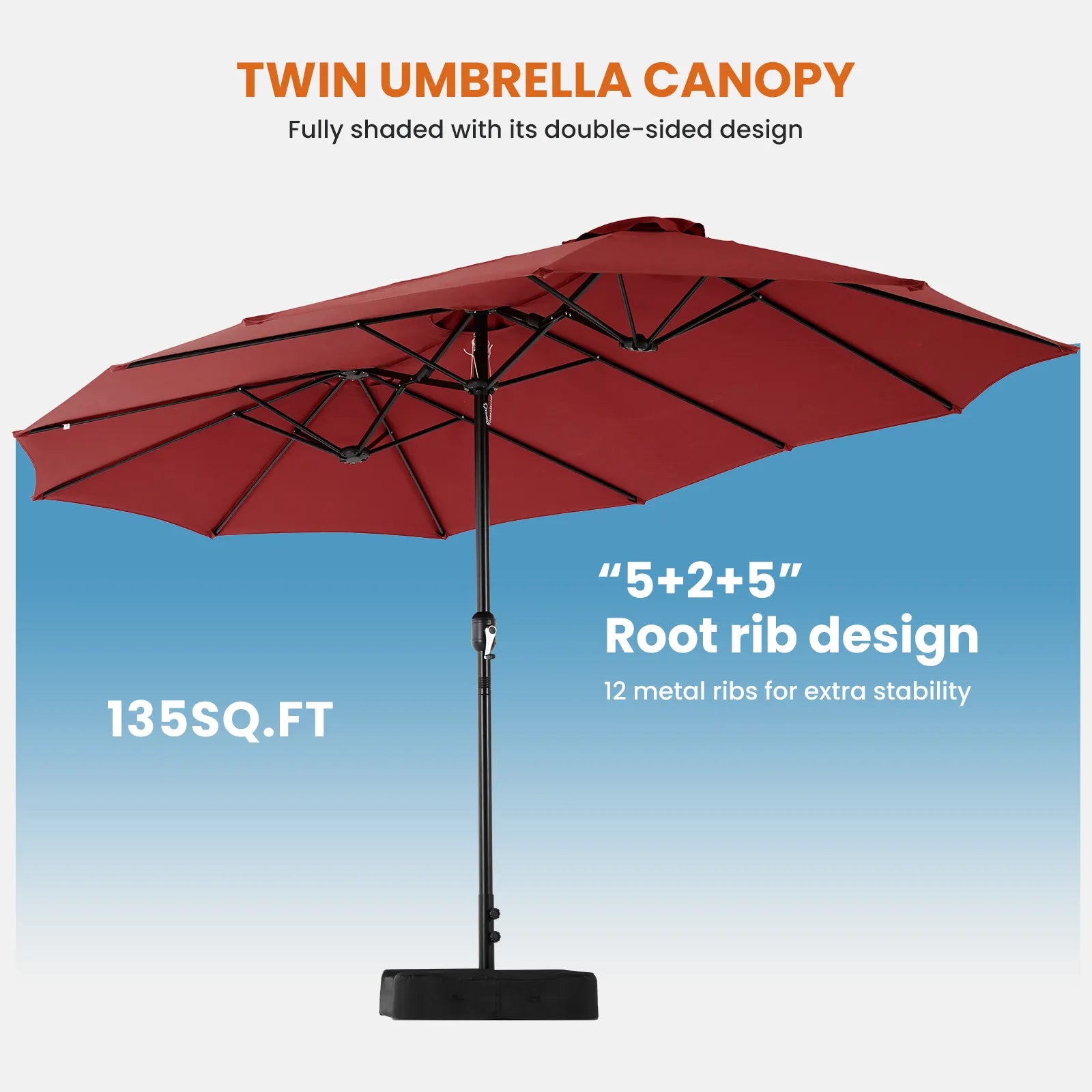 Parasol de terrasse extérieur de 4,5 m (15 pi)