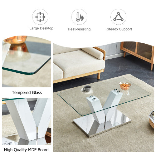LuxeGlass™ – Table basse moderne et minimaliste avec plateau en verre trempé &