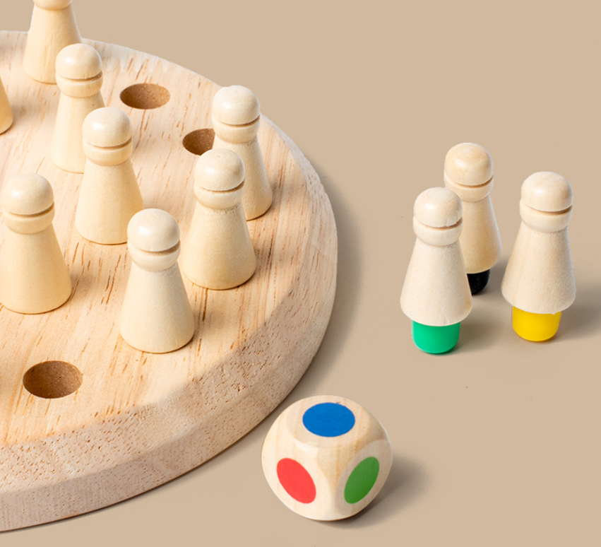 Jeu de mémoire en bois pour les échecs