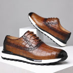 Chaussures décontractées à lacets pour hommes en cuir de veau, style britannique