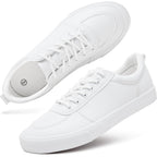 Chaussures blanches pour homme Yageyan, baskets basses en PU, chaussures de tennis blanches confortables et décontractées (blanches), taille 11