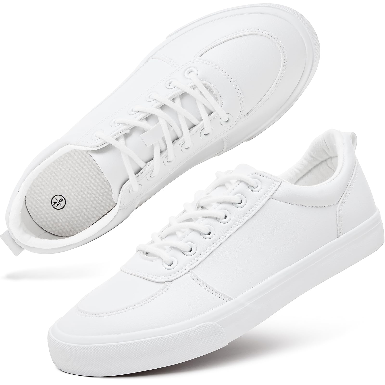 Chaussures blanches pour homme Yageyan, baskets basses en PU, chaussures de tennis blanches confortables et décontractées (blanches), taille 11