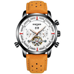 Montre à bracelet en cuir avec grand cadran pour homme