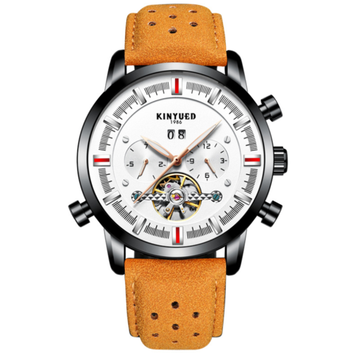 Montre à bracelet en cuir avec grand cadran pour homme