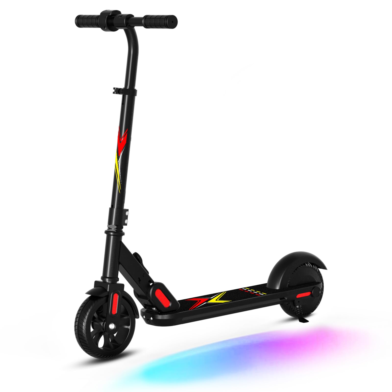 Trottinette électrique ANHAO E9PRO pour enfants de 6 à 12 ans : pliable, avec écran LED arc-en-ciel, vitesse et hauteur réglables, charge maximale de 50 kg.