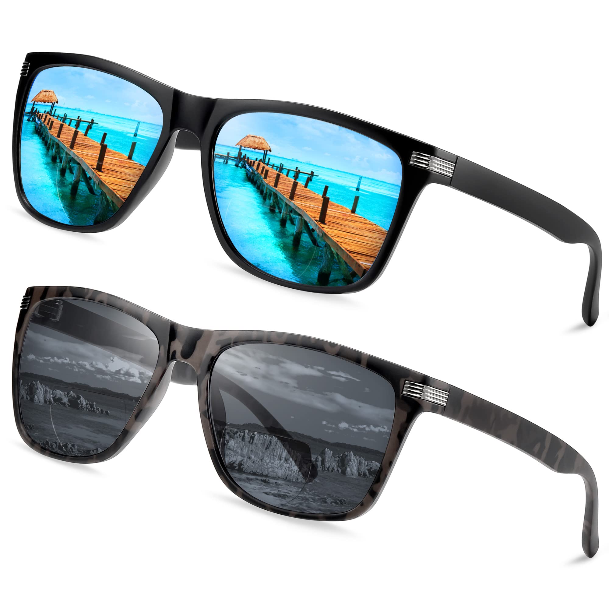 Lunettes de lecture bifocales EYEGUARD (lot de 2) pour homme, protection UV400, style classique et design, idéales pour l'extérieur.