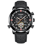 Montre à bracelet en cuir avec grand cadran pour homme