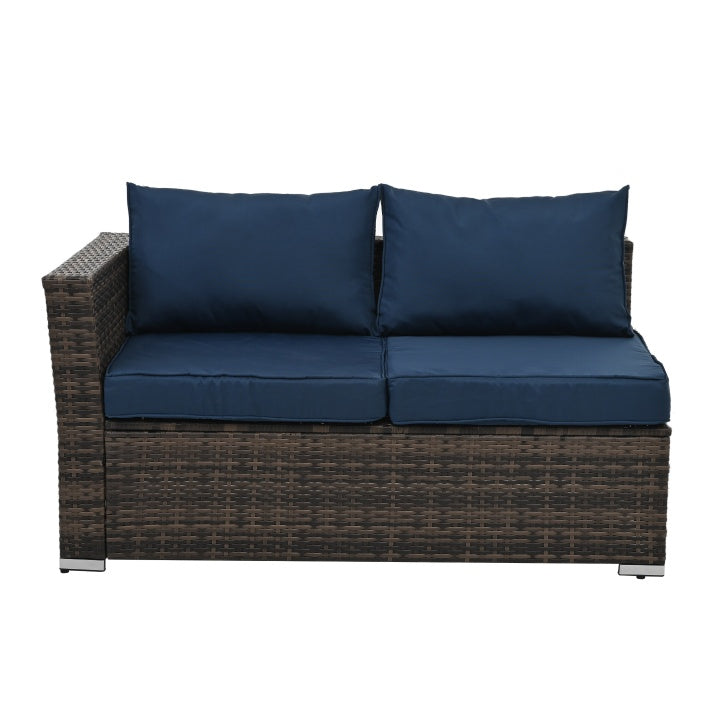 Mobilier de patio, mobilier d'extérieur, mobilier saisonnier en résine tressée, ensemble de 4 meubles en résine tressée avec table basse en verre trempé