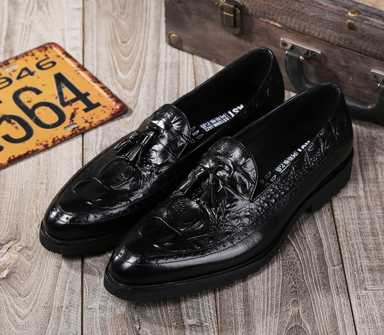 Chaussures habillées brogues en cuir pour homme, motif crocodile