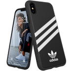 Coque de téléphone adidas Originals noire/blanche moulée pour iPhone X/Xs, résistante aux chutes.