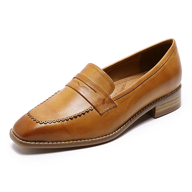 Chaussures plates en cuir style rétro anglais