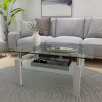 Table basse blanche, table basse transparente, tables d'appoint modernes pour salon, mobilier de salon