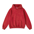 OSACOD Mens Oversized Hoodies Pullover Vintage Sweatshirt Acid Wash Heavyweight Plush Cotton Baggy Streetwear Top Athletic (Red-M)
