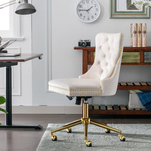 Fauteuil de bureau capitonné en velours, fauteuil de bureau pivotant et réglable