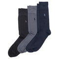 Chaussettes habillées plates ultra douces pour homme POLO RALPH LAUREN - Lot de 3 paires - Renfort talon-orteils - Noir - Pointures assorties 12-17
