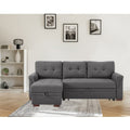 Canapé d'angle convertible réversible en lin gris foncé avec méridienne de rangement