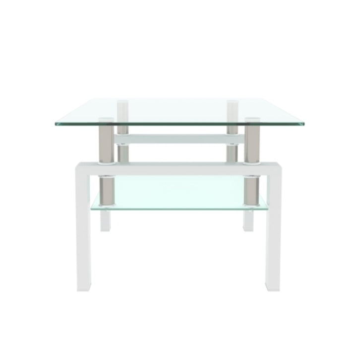 Table basse blanche, table basse transparente, tables d'appoint modernes pour salon, mobilier de salon