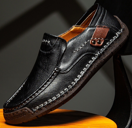 Chaussures décontractées en cuir pour hommes, grandes tailles - Style britannique