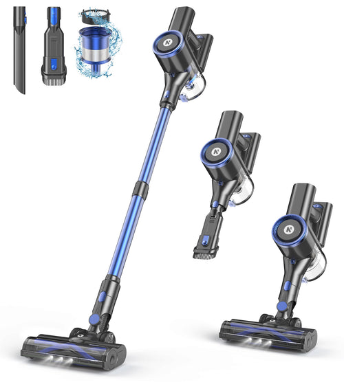 Aspirateur balai sans fil NADALY avec 3 modes d'aspiration puissants, autonomie maximale de 45 minutes, anti-enchevêtrement, aspirateur rechargeable 8 en 1 pour tapis, poils d'animaux et sols durs.