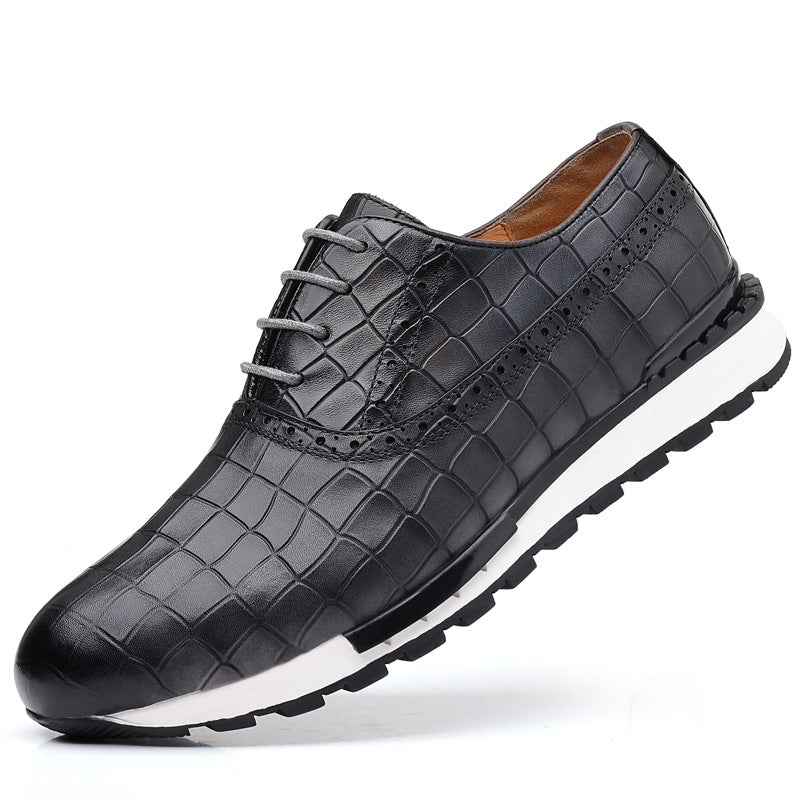 Chaussures décontractées à lacets pour hommes en cuir de veau, style britannique